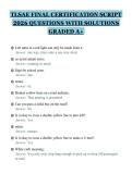 TLSAE FINAL CERTIFICATION SCRIPT&NewLine;2026 QUESTIONS WITH SOLUTIONS&NewLine;GRADED A&plus;