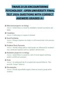 TMA05 D120 ENCOUNTERING&NewLine;PSYCHOLOGY - OPEN UNIVERSITY FINAL&NewLine;TEST 2026 QUESTIONS WITH CORRECT&NewLine;ANSWERS GRADED A&plus;&NewLine;