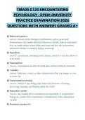 TMA05 D120 ENCOUNTERING&NewLine;PSYCHOLOGY - OPEN UNIVERSITY&NewLine;PRACTICE EXAMINATION 2026&NewLine;QUESTIONS WITH ANSWERS GRADED A&plus;