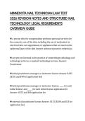 MINNESOTA NAIL TECHNICIAN LAW TEST&NewLine;2026 REVISION NOTES AND STRUCTURED NAIL&NewLine;TECHNOLOGY LEGAL REQUIREMENTS&NewLine;OVERVIEW GUIDE&NewLine;