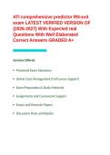 ATI comprehensive predictor RN-exit exam LATEST VERIFIED VERSION OF -2026-2027- With Expected real Questions With Well Elaborated Correct Answers GRADED A&plus;&period;