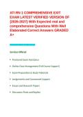 ATI RN 1 COMPREHENSIVE EXIT EXAM LATEST VERIFIED VERSION OF -2026-2027- With Expected real and comprehensive Questions With Well Elaborated Correct Answers GRADED A&plus;&period;
