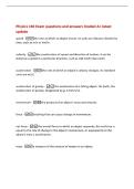 Physics 160 Exam questions and answers Graded A&plus; latest&NewLine;update&NewLine;speed -the rate at which an object moves&period; Its units are distance divided by&NewLine;time&comma; such as m&sol;s or km&sol;hr&period;&NewLine;velocity -the combination of speed and direction of motion&semi; it can be&NewLine;stated as a s