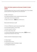 Physics 221 Exam questions and answers Graded A&plus; latest&NewLine;update&NewLine;Two moving objects have masses m1 and m2&comma; respectively&period; If m2 &equals; 4m1&comma; and both&NewLine;have the same kinetic energy&comma; which has more momentum&quest;&NewLine;A&period; Object 1 with mass m1&period;&NewLine;B&period; No relationship between k