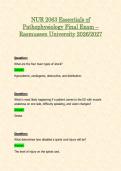 NUR 2063 Essentials of Pathophysiology Final Exam &ndash; Rasmussen University 2026&sol;2027