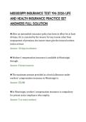 MISSISSIPPI INSURANCE TEST 196 2026 LIFE &NewLine;AND HEALTH INSURANCE PRACTICE SET &NewLine;ANSWERS FULL SOLUTION 