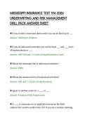 MISSISSIPPI INSURANCE TEST 196 2026&NewLine;UNDERWRITING AND RISK MANAGEMENT&NewLine;DRILL PACK ANSWER SHEET
