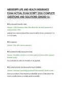 MISSISSIPPI LIFE AND HEALTH INSURANCE&NewLine;EXAM ACTUAL EXAM SCRIPT 2026 COMPLETE&NewLine;QUESTIONS AND SOLUTIONS GRADED A&plus;