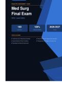 &NewLine;HESI Med Surg Final Exam Latest Questions & Answers Actual Exam 2026&sol;2027 &ndash; Complete Exam-Style Questions & Answers &vert; 100&percnt; Certified Verified &ndash; Pass Guaranteed &ndash; A&plus; Graded&NewLine;&NewLine;