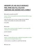 MISSISSIPPI LIFE AND HEALTH INSURANCE&NewLine;FINAL PAPER 2026 FULL SOLUTION&NewLine;QUESTIONS AND ANSWERS 100&percnt; CORRECT