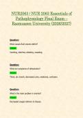 NUR 2063 &sol; NUR2063 Essentials of Pathophysiology&colon; Exam 1&comma; Exam 2 & Final Exam BUNDLE Package &lpar;2026&sol;2027&rpar; Rasmussen