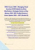 WGU Course C838 - Managing Cloud Security &lpar;CCSP&rpar; Quizlet by Brian MacFarlane &vert; Strategies Review of Key Quizzes With 100&percnt; Verified Answers &vert; Latest Update 2026 &ndash; 2027 &lpar;Graded A&rpar;&NewLine;