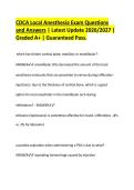 CDCA Local Anesthesia Exam Questions&NewLine;and Answers &vert; Latest Update 2026&sol;2027 &vert;&NewLine;Graded A&plus; &vert; Guaranteed Pass&period;