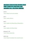 MISSOURI CONSTITUTION REVIEW EXAM&NewLine;PREP COMPLETE QUESTIONS AND&NewLine;ANSWERS FULL SOLUTION VERIFIED