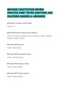 MISSOURI CONSTITUTION REVIEW&NewLine;PRACTICE SHEET TESTED QUESTIONS AND&NewLine;SOLUTIONS GRADED A&plus; RESOURCE