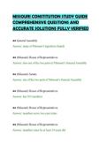 MISSOURI CONSTITUTION STUDY GUIDE&NewLine;COMPREHENSIVE QUESTIONS AND&NewLine;ACCURATE SOLUTIONS FULLY VERIFIED&NewLine;
