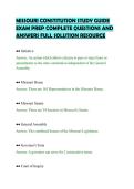 MISSOURI CONSTITUTION STUDY GUIDE&NewLine;EXAM PREP COMPLETE QUESTIONS AND&NewLine;ANSWERS FULL SOLUTION RESOURCE&NewLine;