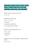MISSOURI CONSTITUTION STUDY GUIDE&NewLine;FINAL PAPER PRACTICE SOLUTION&NewLine;VERIFIED QUESTIONS AND ANSWERS&NewLine;