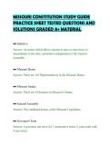 MISSOURI CONSTITUTION STUDY GUIDE&NewLine;PRACTICE SHEET TESTED QUESTIONS AND&NewLine;SOLUTIONS GRADED A&plus; MATERIAL&NewLine;