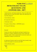 NURS 5315 &NewLine;HEMATOLOGY EXAM &NewLine;QUESTIONS AND &NewLine;ANSWERS 2026 - 2027