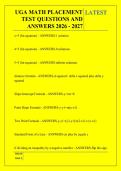 UGA MATH PLACEMENT &NewLine;TEST QUESTIONS AND &NewLine;ANSWERS 2026 - 2027