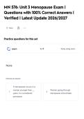 MN 576&colon; Unit 3 Menopause Exam &vert;&NewLine;Questions with 100&percnt; Correct Answers &vert;&NewLine;Verified &vert; Latest Update 2026&sol;2027