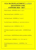 UGA MATH PLACEMENT &NewLine;QUESTIONS AND &NewLine;ANSWERS 2026 - 2027