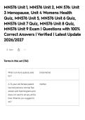 MN576 Unit 1&comma; MN576 Unit 2&comma; MN 576&colon; Unit&NewLine;3 Menopause&comma; Unit 4 Womens Health&NewLine;Quiz&comma; MN576 Unit 5&comma; MN576 Unit 6 Quiz&comma;&NewLine;MN576 Unit 7 Quiz&comma; MN576 Unit 8 Quiz&comma;&NewLine;MN576 Unit 9 Exam &vert; Questions with 100&percnt;&NewLine;Correct Answers &vert; Verified &vert; Latest Update&NewLine;2026&sol;2027