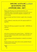ISM 3011 AI EXAM &NewLine;QUESTIONS AND &NewLine;ANSWERS 2026 - 2027