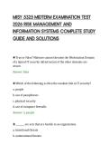 MISY 5325 MIDTERM EXAMINATION TEST&NewLine;2026 RISK MANAGEMENT AND&NewLine;INFORMATION SYSTEMS COMPLETE STUDY&NewLine;GUIDE AND SOLUTIONS&NewLine;