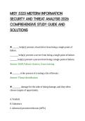 MISY 5325 MIDTERM INFORMATION&NewLine;SECURITY AND THREAT ANALYSIS 2026&NewLine;COMPREHENSIVE STUDY GUIDE AND&NewLine;SOLUTIONS