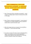 IOWA CORE EXAM REVIEW PESTICIDE &NewLine;APPLICATORS 2026&sol;2027 ACTUAL &NewLine;QUESTIONS WITH VERIFIED ANSWERS&period;