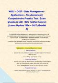 WGU - D427 - Data Management - Applications &ndash; Pre-Assessment &vert; Comprehensive Practice Test &vert; Exam Questions with 100&percnt; Verified Answers &vert; Latest Update 2026 &ndash; 2027 &lpar;Graded A&rpar;&NewLine;
