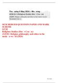 OCR GCSE Religious Studies &lpar;Short Course&rpar; J125&sol;01 Religion Philosophy And Ethics In The Modern World Question Paper And Mark Scheme