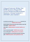 Lifeguard Instructor Written Test &NewLine;EXAM Questions Merged With &NewLine;Correct Verified And Well Analyzed&NewLine;Solutions &vert; Already Graded A&plus; &vert; &NewLine;20252026 Latest Update&excl;&excl;&excl;