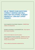 NR 547 PMHNP EXAM QUESTIONS &NewLine;CORRECT VERIFIED AND WELL &NewLine;ANALYZED SOLUTIONS &vert; ALREADY &NewLine;GRADED A&plus; &vert; 2026-2027 LATEST &NewLine;UPDATE&excl;&excl;&excl;