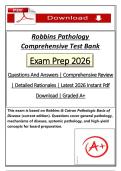 Robbins Pathology &NewLine;Comprehensive Test Bank Exam Prep 2026  Questions And Answers &vert; Comprehensive Review &NewLine;&vert; Detailed Rationales &vert; Latest 2026 Instant Pdf &NewLine;Download &vert; Graded A&plus; 
