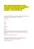 NEHA CERTIFIED PROFESSIONAL FOOD&NewLine;MANAGER EXAM QUESTIONS AND CORRECT&NewLine;ANSWERS &vert; LATEST 2026&sol;2027 UPDATE &vert;&NewLine;GRADED A&plus; &vert; GUARANTEED PASS&period;
