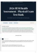 2026&sol;2027 HESI Health Assessment Physical Exam Test Bank 50&plus; &lpar;2026&sol;2027&rpar; Exam Kit Verified Q&A with Rationales