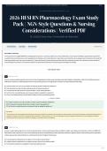 2026&sol;2027 HESI RN Pharmacology Exam Study Pack NGN-Style Questions & Nursing Considerations Verified PDF 85&plus; &lpar;2026&sol;2027&rpar; Exam Prep Verified Q&A with Rationales