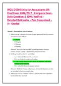 WGU D550 Ethics for Accountants OA &NewLine;Final Exam 2026&sol;2027 &vert; Complete Exam&NewLine;Style Questions &vert; 100&percnt; Verified &ndash; &NewLine;Detailed Rationales &ndash; Pass Guaranteed &ndash; &NewLine;A&plus; Graded