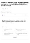 NASM CES Textbook Chapter 16 Exam &vert; Questions&NewLine;and Answers &vert; Verified Solutions &vert; 2026 Edition &vert;&NewLine;Pass Guaranteed