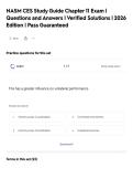 NASM CES Study Guide Chapter 11 Exam &vert;&NewLine;Questions and Answers &vert; Verified Solutions &vert; 2026&NewLine;Edition &vert; Pass Guaranteed&NewLine;