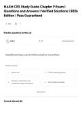 NASM CES Study Guide Chapter 9 Exam &vert;&NewLine;Questions and Answers &vert; Verified Solutions &vert; 2026&NewLine;Edition &vert; Pass Guaranteed