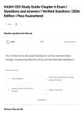 NASM CES Study Guide Chapter 6 Exam &vert;&NewLine;Questions and Answers &vert; Verified Solutions &vert; 2026&NewLine;Edition &vert; Pass Guaranteed