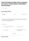 NASM CES Textbook Chapter 6 Exam &vert; Questions&NewLine;and Answers &vert; Verified Solutions &vert; 2026 Edition &vert;&NewLine;Pass Guaranteed
