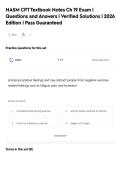 NASM CPT Textbook Notes Ch 19 Exam &vert;&NewLine;Questions and Answers &vert; Verified Solutions &vert; 2026&NewLine;Edition &vert; Pass Guaranteed