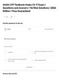 NASM CPT Textbook Notes Ch 17 Exam &vert;&NewLine;Questions and Answers &vert; Verified Solutions &vert; 2026&NewLine;Edition &vert; Pass Guaranteed