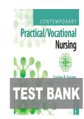 TEST BANK FOR Contemporary Practical&sol;Vocational Nursing 9th Edition by Corinne Kurzen&comma; Anna LaVon Barrett ISBN&colon; 978-1975136215 COMPLETE GUIDE ALL CHAPTERS COVERED WITH RATIONALES 100&percnt; VERIFIED A&plus; GRADE ASSURED&excl;&excl;&excl;&excl;&excl;NEW LATEST UPDATE&excl;&excl;&excl;&excl;&excl;