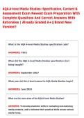 AQA A-level Media Studies&colon; Specification&comma; Content & &NewLine;Assessment Exam Newest Exam Preparation With &NewLine;Complete Questions And Correct Answers With &NewLine;Rationales &vert; Already Graded A&plus;&vert;&vert;Brand New &NewLine;Version&excl;&excl; 